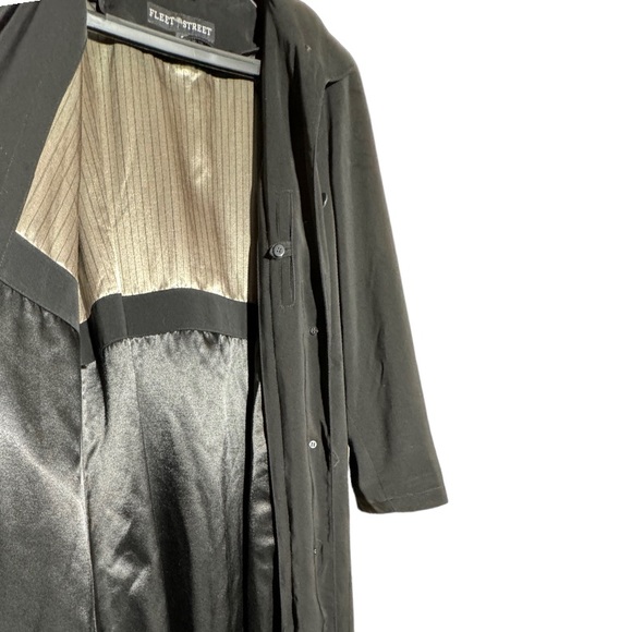 Fleet Street Trench Coat 10 Black Button Lined Removable Waterproof Back Pleat - Picture 7 of 13
